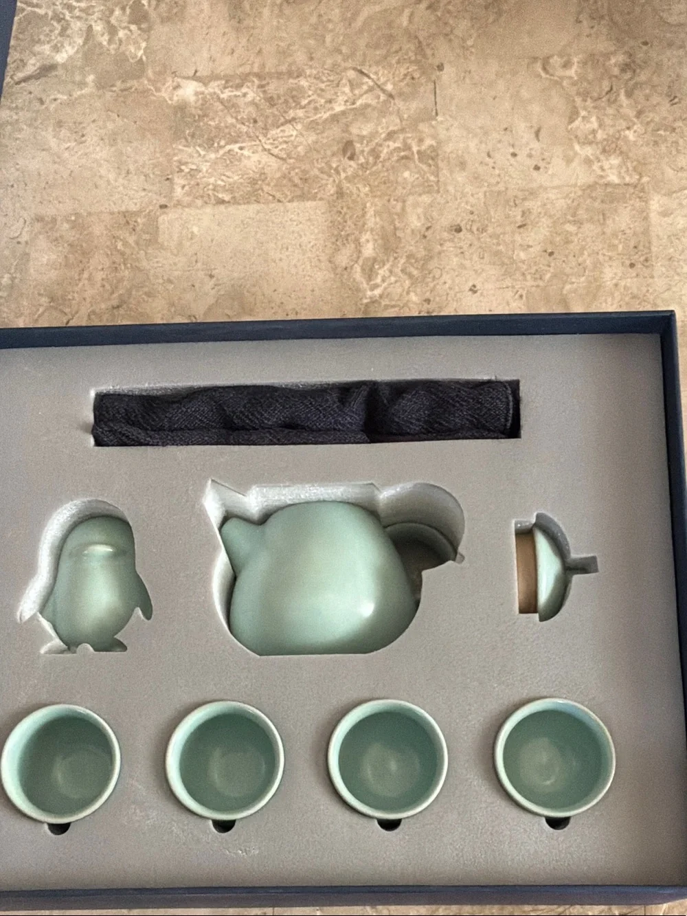 Tencent Celadon Green Japanese Tea Set in Navy Presentation Box